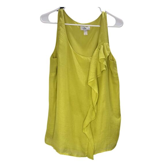 LOFT Ruffle Front Citron Tank, L - Picture 1 of 7